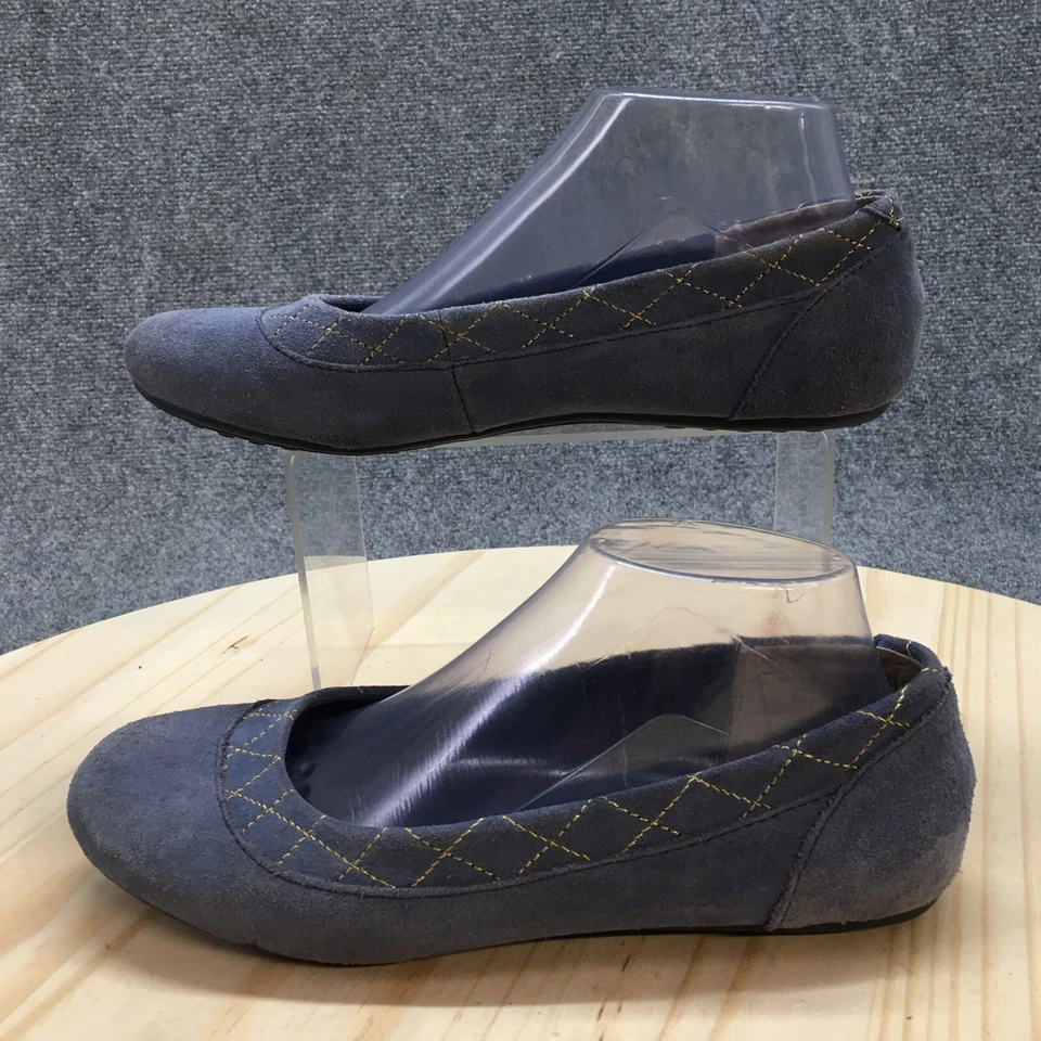 Zapato Lands End Mujer 8 M Informal Ballet Pisos Cómodo 380867 Azul Gamuza Sin Cordones Foto 2 de 4