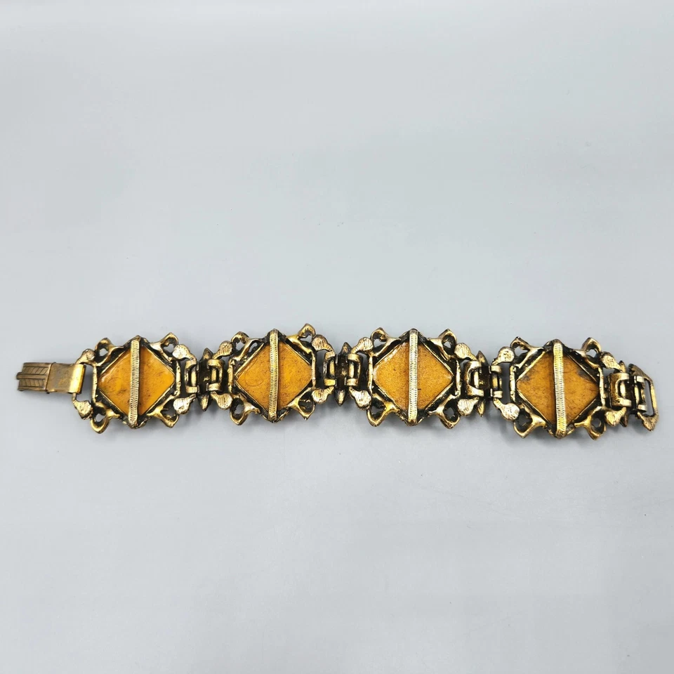 Brazalete Selro Selini Amarillo Naranja Brillo Lucita Estrás 7.2g" Sin Firmar Foto 2 de 4