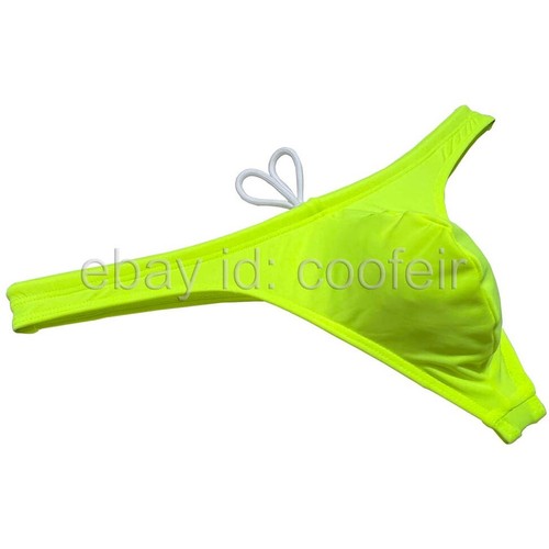 Men Matte Swim Thong Lining Swimwear Drawstring Beach Bikini T-back Swimsuit - Picture 79 of 81