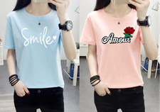 Women's Short Sleeve Shirts Crewneck Casual Summer Tees Top