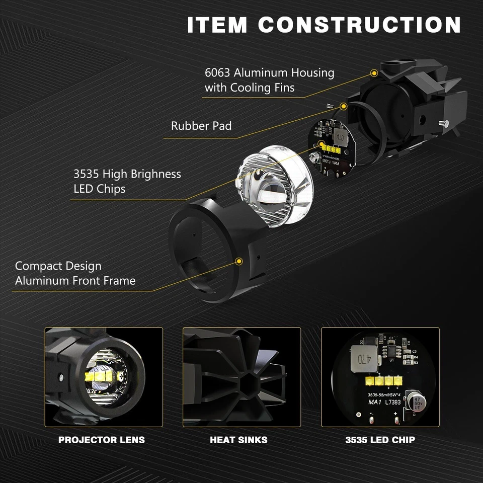 For BMW K1600 R1200GS R1100GS F800GS LED Auxiliary Driving Fog Light Fog Lamps - Image 4 of 4