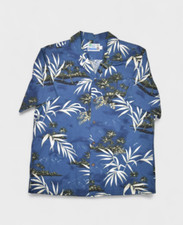 RJC Hawaiian Shirt Mens L Blue Floral Cotton Beach Button Up Hawaii USA Made
