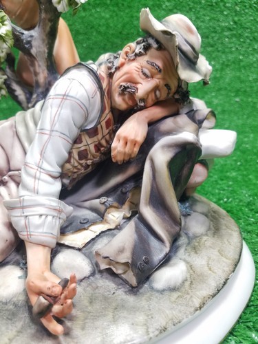 Rare Large 14" CAPODIMONTE Children and Hobo Signed by Artist Excellent Cond. - Picture 13 of 18