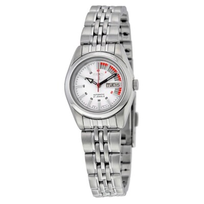 NOS Seiko 5 SYMA41K1 Ladies Day Date Automatic Watch White Dial