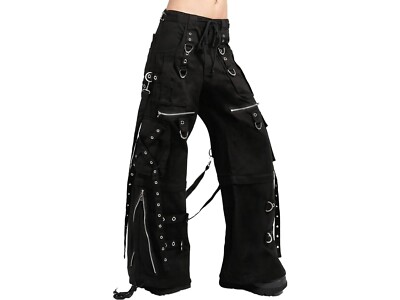 Black X Strap Denim Pants, Punk Baggy Jesns With Straps Black X Strap Denim Pants, Punk Baggy Jesns With Straps