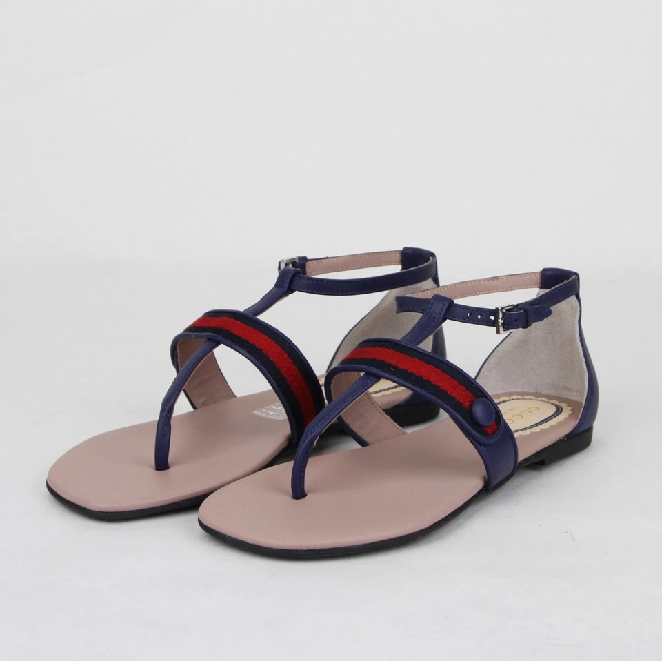 Sandalia de cuero azul marino Gucci para niñas y niños con red azul 33/US 2 455382 4560 Foto 2 de 4