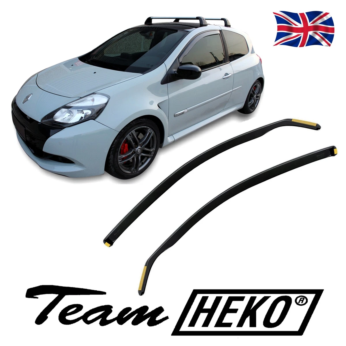 HEKO TINTED WIND DEFLECTORS for RENAULT CLIO RS mk3 3 DOOR 2005 2012 2pc