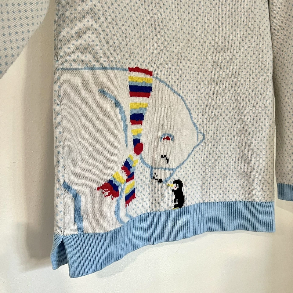 Lands End Girls Size Medium 10-12 Baby Blue Polka Dot Polar Bear Sweater Shirt - Изображение 3 из 4