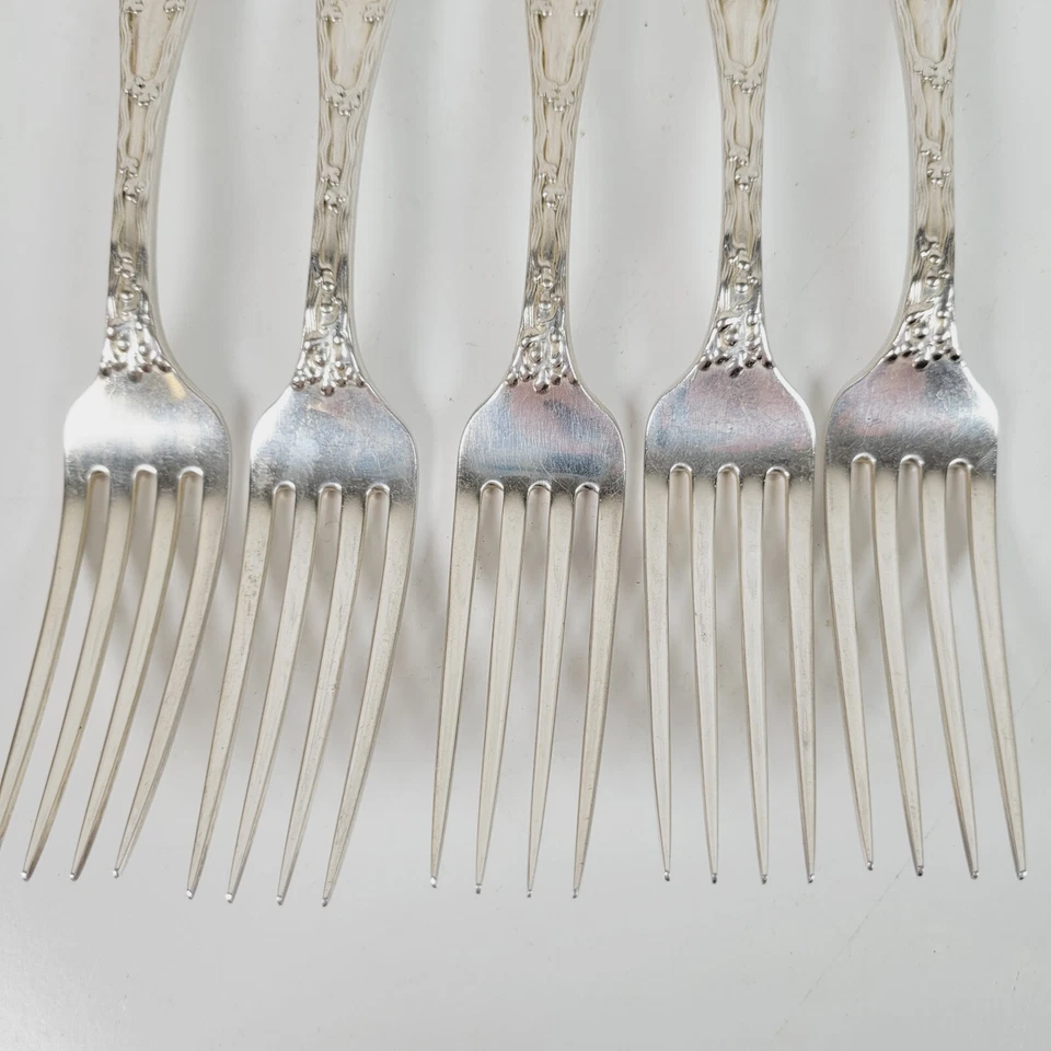 古董 5X TIFFANY & CO. WAVE EDGE 7.12 英寸晚餐叉纯银 — 第 3/4 张图片