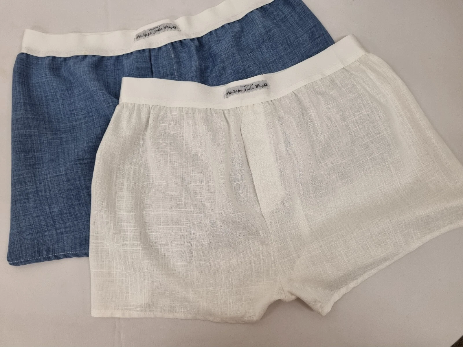 two hand made mens double bundle linen boxer shorts, boxer briefs made in france
Opens in a new wind