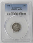 1875-S VF-25 MINT MARK BELOW SEATED LIBERTY (10c) DIME - PCGS BETTER DATE