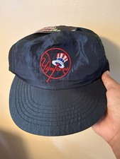 RARE Vintage Yankees Snap Back Hat Cap USA official Licensee MLB Blue Metallic
