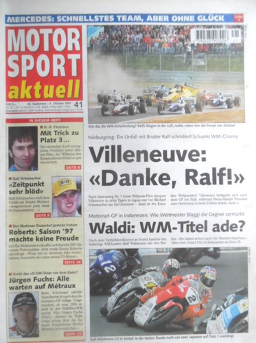 MOTOR SPORT aktuell 41- 1997 * Luxemburg-GP Villeneuve Alesi Frentzen FIA-GT BMW