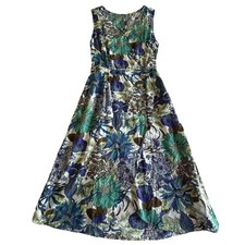KORI America Dress Womens M Multicolor Floral Button Front V Neck Lined Midi NWT
