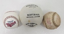 3 Baseballs Softball Used Mixe Lot of 3 Balls Batting Shag Various Brands