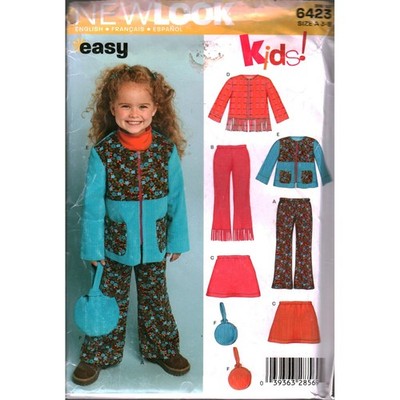 New Look 6423 Kids Sewing Pattern Jacket Pants Skirt Bag Size 3-8 Easy Uncut