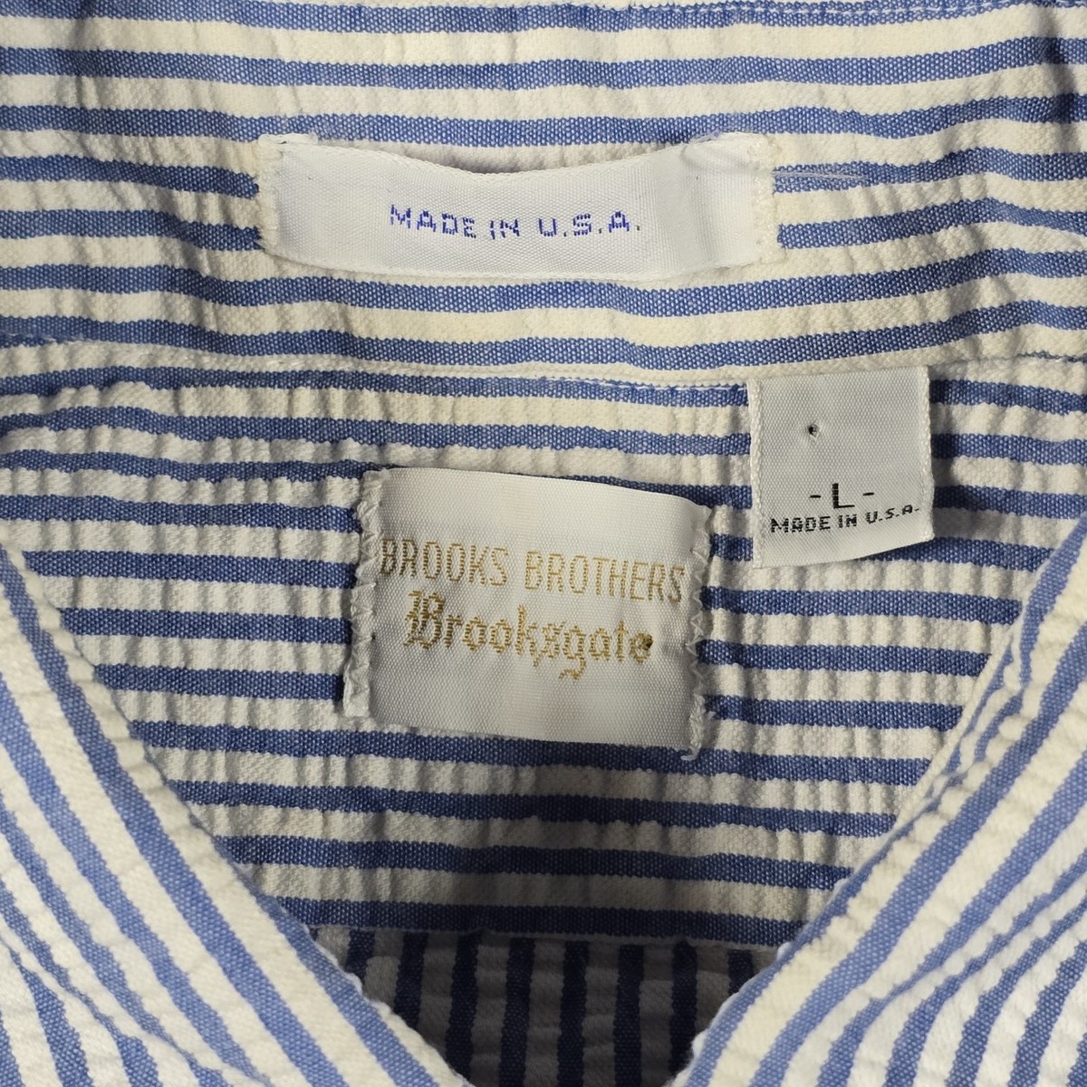 Vintage 70s Brooks Brothers Brooksgate Shirt Mens Large Blue