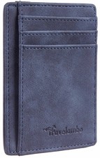Slim Wallet Front Pocket Minimalist Leather RFID Blocking Medium Size New