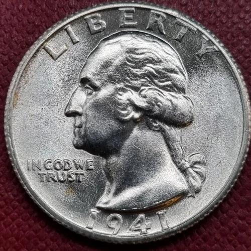 1941 S Washington Quarter 25c Silver BU UNC Uncirculated San Francisco #95109