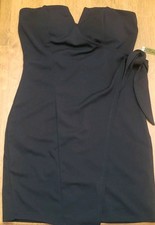 Trixx Stretch Little Blk Dress Strapless  Sz L Zipper Back Tie A Cent Front