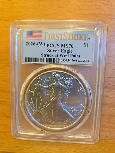 2026 (W) $1 American Silver Eagle 1 oz PCGS MS70 FS First Strike Flag Label 4d