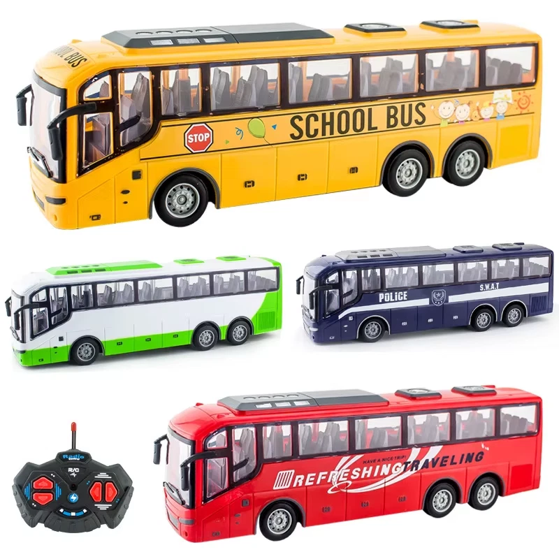 Rc Large Electric Bus Radio Controlled Car Tour Bus School Bus Model with LED Ra - Image 4 of 4