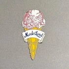 VINTAGE 12” MEDO LAND ICE CREAM PORCELAIN SIGN GAS OIL CAR TRUCK MOTORCYCLE