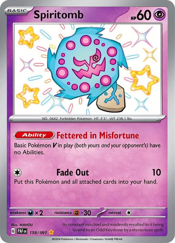Spiritomb Shiny Rare SV: Paldean Fates 158/091 NM
