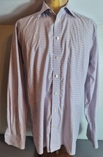 ETON Mens Contemporary Fit Dress Shirt 43/17 Red White Blue Check