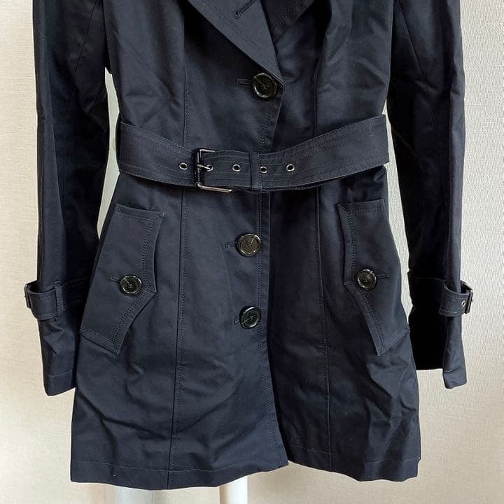 Burberry Blue Label Trench Coat Black Polyester Check Pattern Size 38 Women thumbnail 5