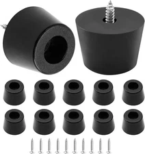 12Pcs Round Rubber Feet with Stainless Screws, Black Chair 35x28x25mm, 