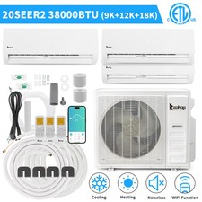 38000 BTU 3 Zone 9K 12K 18K AC Ductless Mini Split Air Conditioner  Heat Pump