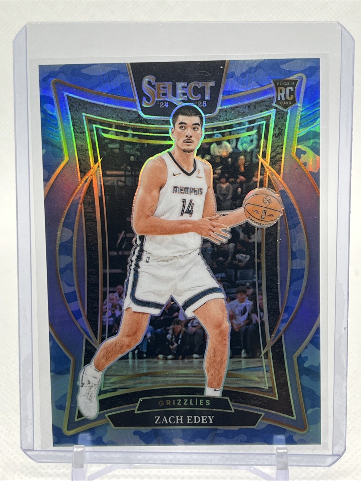 2024 Panini Select #98 Zach Edey Blue Camo Prizm /99 Memphis Grizzlies