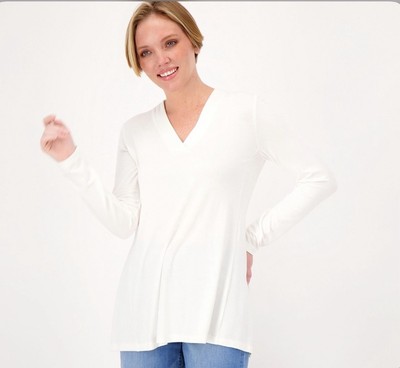 Susan Graver Lifestyle Spa Knit A-Line Tunic Size 2XP Vintage Ivory A516315 NEW