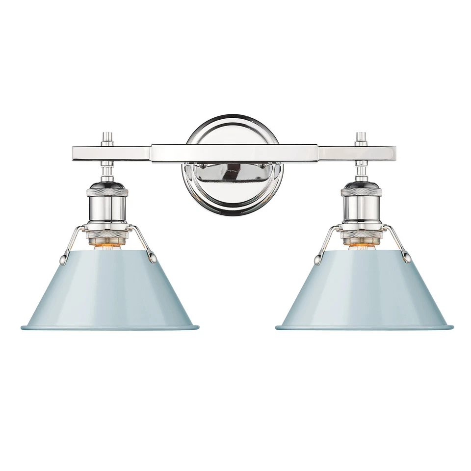 Luz de tocador Golden Lighting 3306-BA2 CH Orwell 2 luces 18"W - cromo/pino Foto 3 de 4