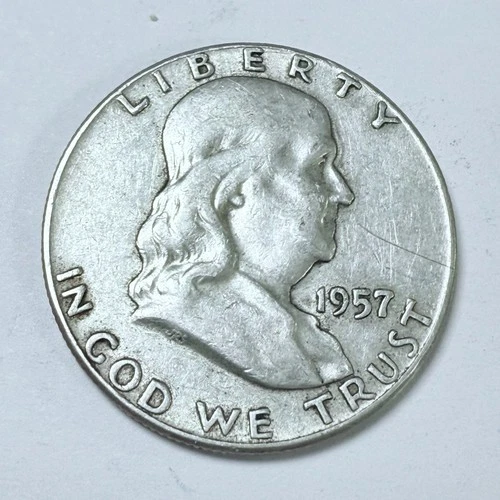 1957 Franklin Half Dollar Fine 90% Silver Very Fine Condition #4490