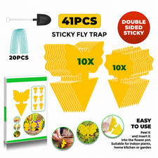 41Pcs Yellow Fly Sticky Insect Catcher Plants Paper Aphids Glue Bug Trap Killer