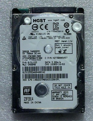 Hitachi / HGST - HTS545050A7E380 - 500GB - 0J31255 - SN: 3J26K5PL