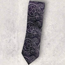 ALTEA Silk Tie ITALY Navy Pink Paisley W:3.1 ...