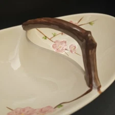 Vintage Metlox Poppytrail Peach Blossom Divided Handle Veg Bowl