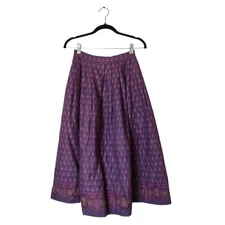 Vtg 70s Pierre Deux Purple Floral Quilted Cotton Pleated Puff Midi Skirt XS Boho