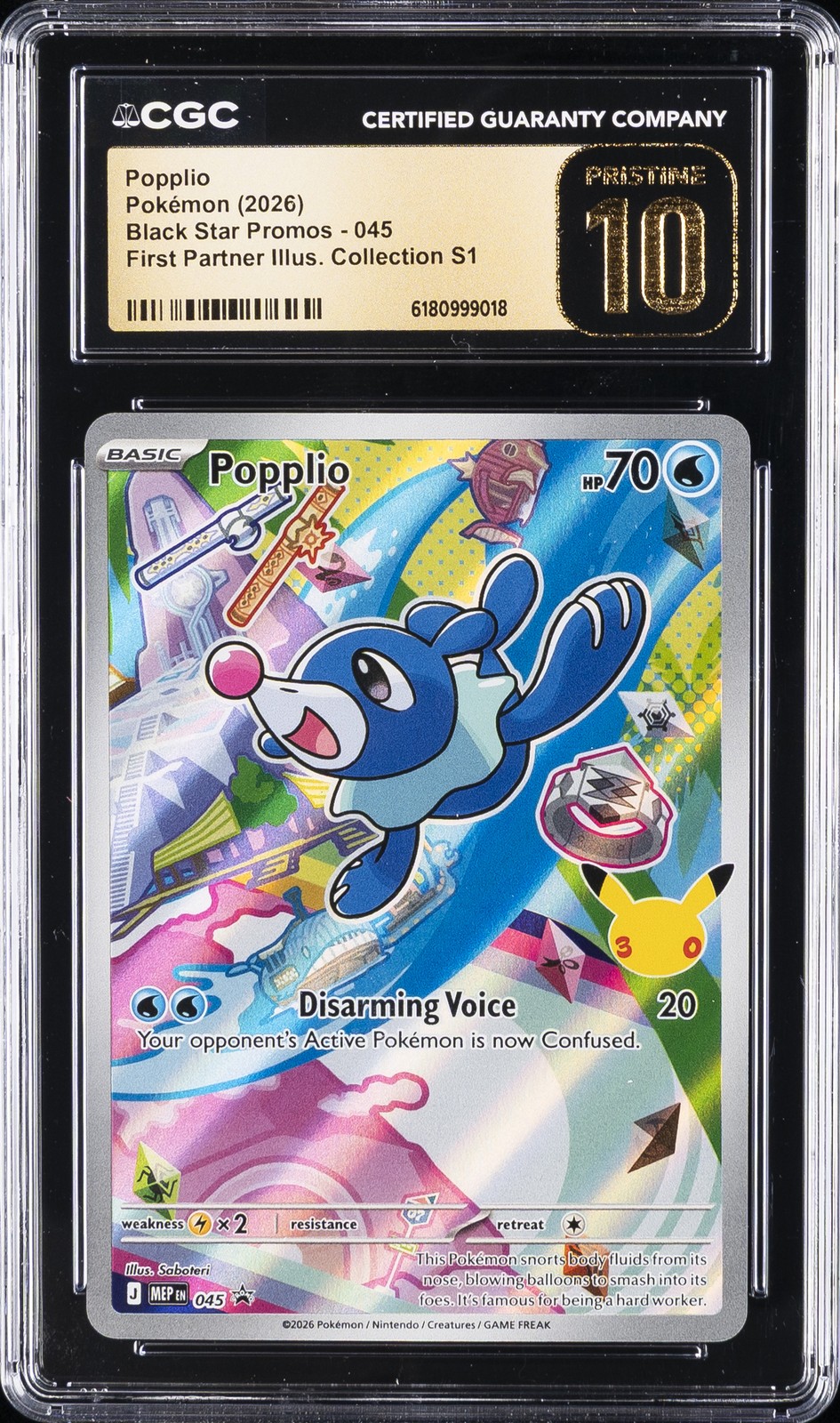 2026 POKEMON: BLACK STAR PROMOS #045 POPPLIO CGC 10 PRISTINE