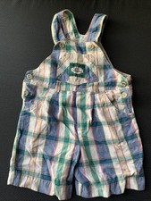 Vintage Trail Hike Baby Boy Plaid Shortalls Toddler Overalls