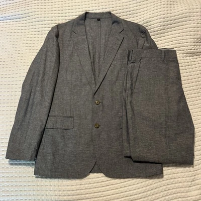 J.CREW Men's Blue Gray 40R 32/30 Ludlow Somelos 2 Piece Suit Linen/Cotton - Image 1 of 4