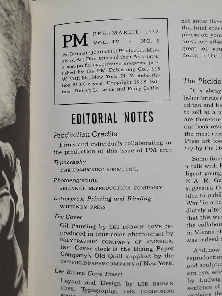 PM Magazine Art Journal & Design, Feb - Mar 1938 Vol. IV No. 5 ~ Lee Brown Coye - Image 4 of 4