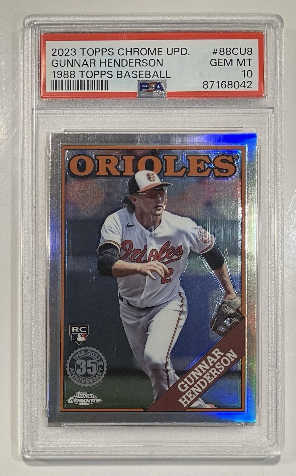 2023 Topps Chrome Update Gunnar Henderson 1988 #88CU-8 PSA 10 Rookie view 3