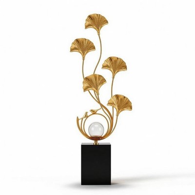 Ginkgoblatt Skulptur Deko Metall Blattskulptur groß für Wohndeko