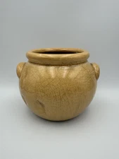 Rustic Pottery, Glazed Mustard Color Vase/Bowl