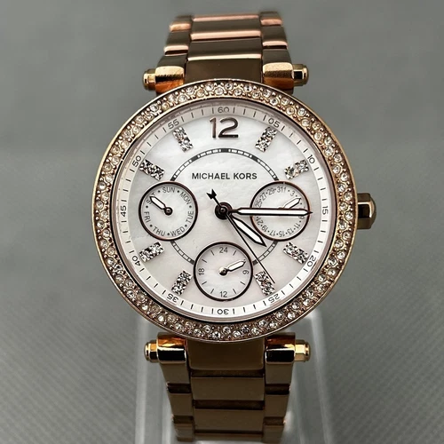 Orologio Michael Kors Donna MK 5616 Mini Parker R.G Acciaio Gemme MOP Batteria Nuova