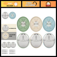 3 Pack Stainless Steel Baby Suction Plates - Divided Toddler Feeding Set, Non-Sl